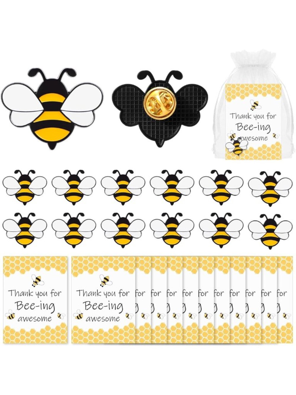 Employee Appreciation Bee Lapel Pins | Back to School Gift, Spelling Bee Badge